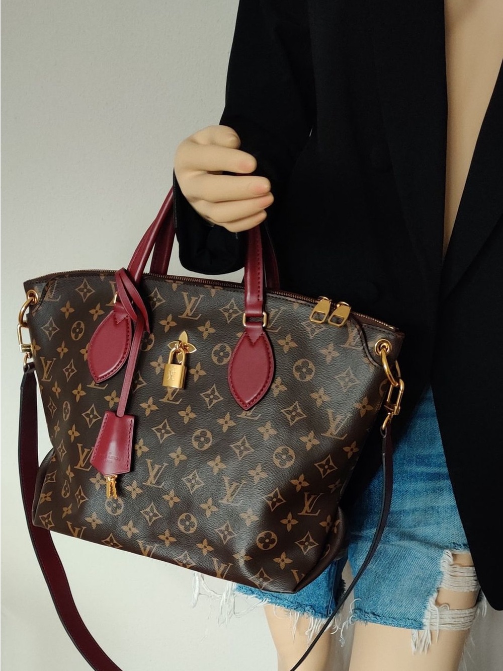 Louis Vuitton Monogram‎ Canvas Flower Tote MM Bordeaux